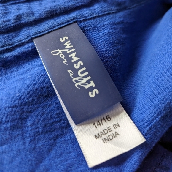 Swimsuits FOR ALL swim cover up blue 100% Cotton women's 14/16 - Picture 7 of 11